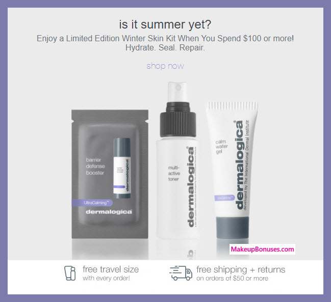 Receive a free 3-pc gift with $100 Dermalogica purchase