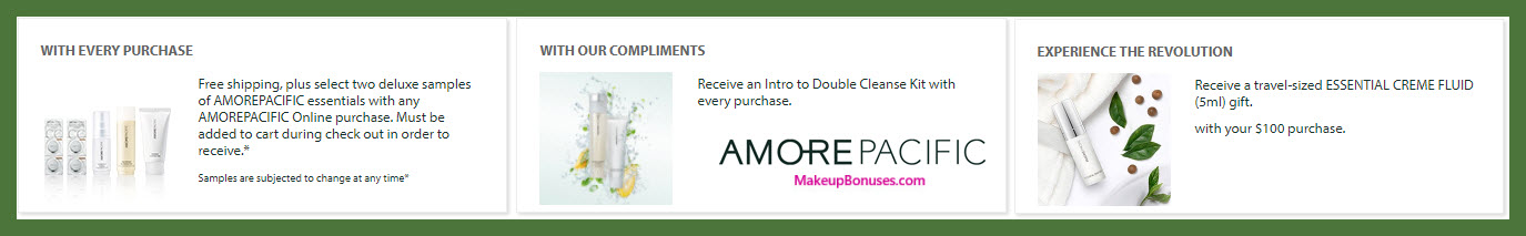 Receive a free 5-pc gift with $100 AMOREPACIFIC purchase