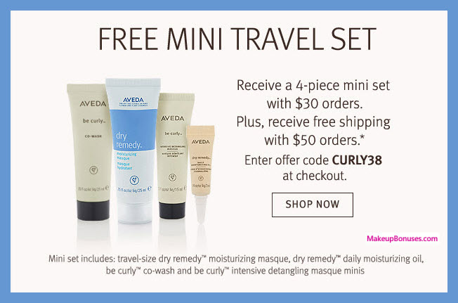 Receive a free 4-pc gift with $30 Aveda purchase