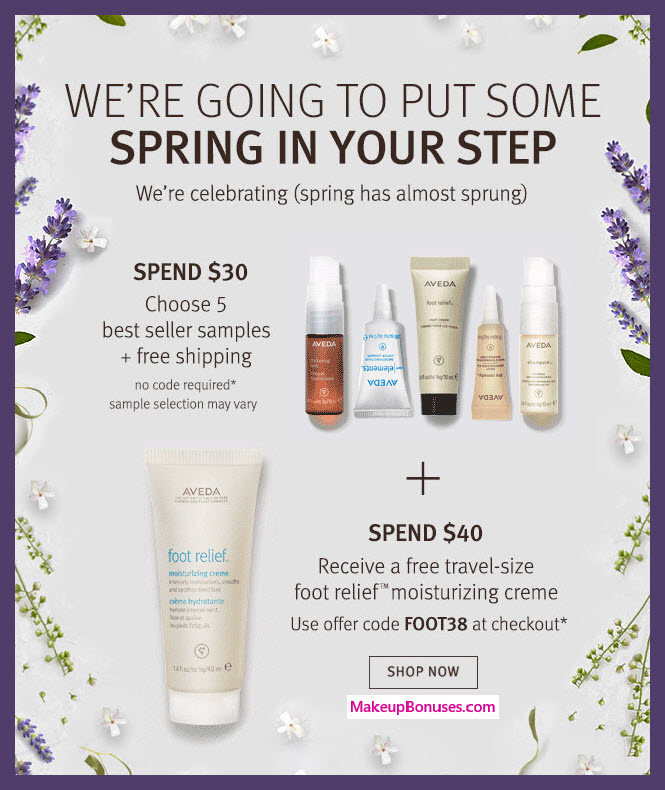 Receive your choice of 5-pc gift with $35 Aveda purchase