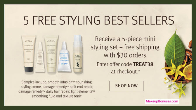 Receive a free 5-pc gift with $30 Aveda purchase