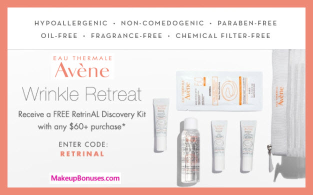 Receive a free 5-pc gift with $60 Avène purchase