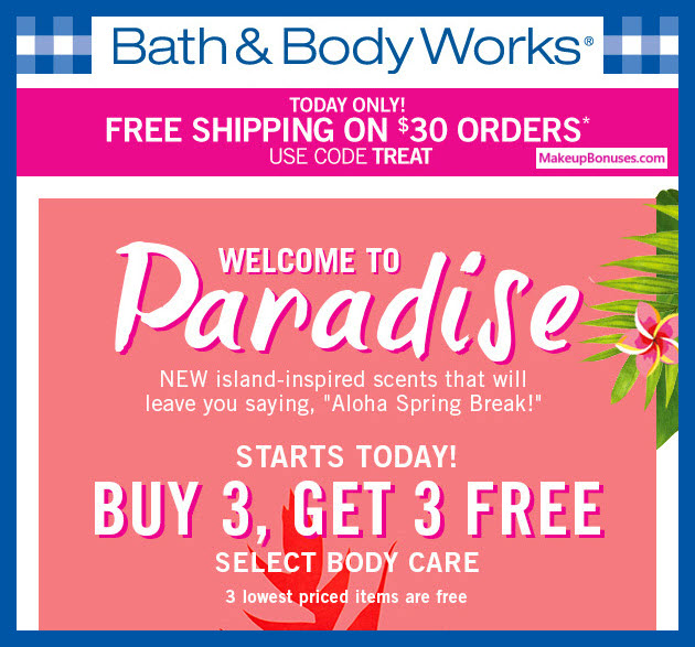 Receive a free 3-pc gift with 3 Select Body Care Product purchase