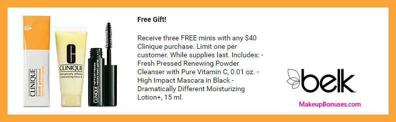 Receive a free 3-pc gift with $40 Clinique purchase