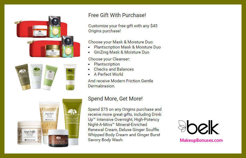 Receive a free 7-pc gift with $45 Origins purchase