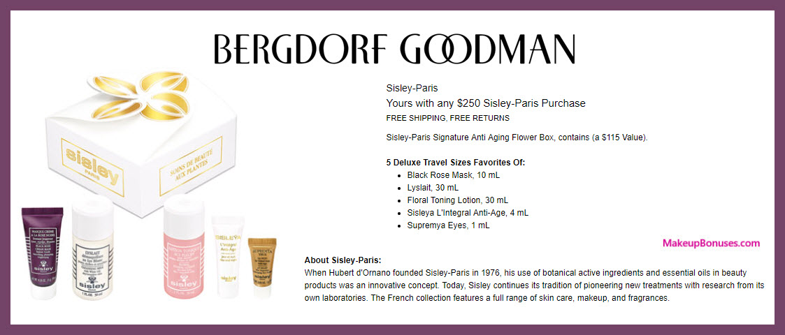Receive a free 5-pc gift with $250 Sisley Paris purchase