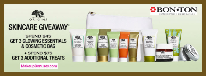 Receive a free 4-pc gift with $45 Origins purchase