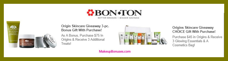 Receive a free 7-pc gift with $75 Origins purchase