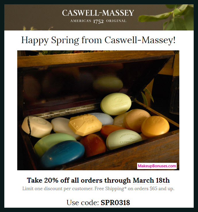 Caswell-Massey Sitewide 20% Discount with Promo Code - MakeupBonuses.com