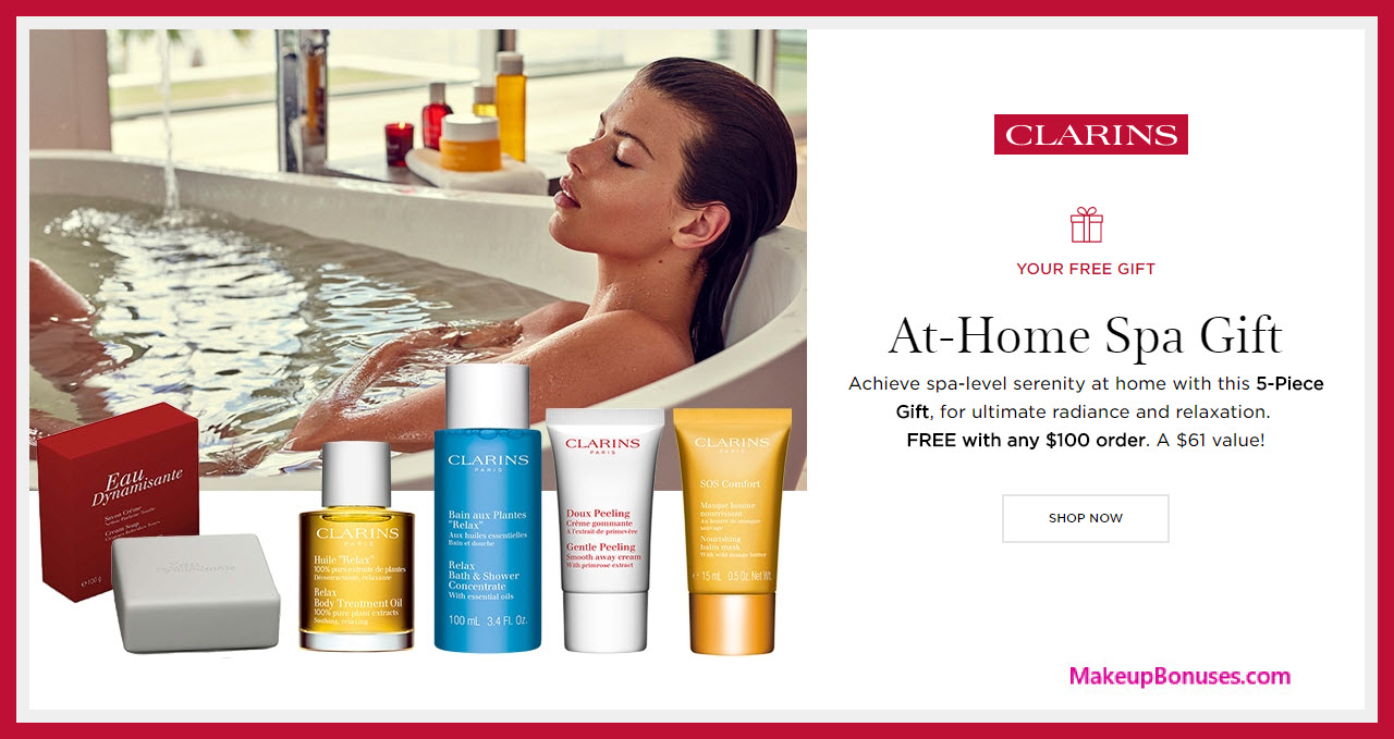 Receive a free 5-pc gift with $100 Clarins purchase