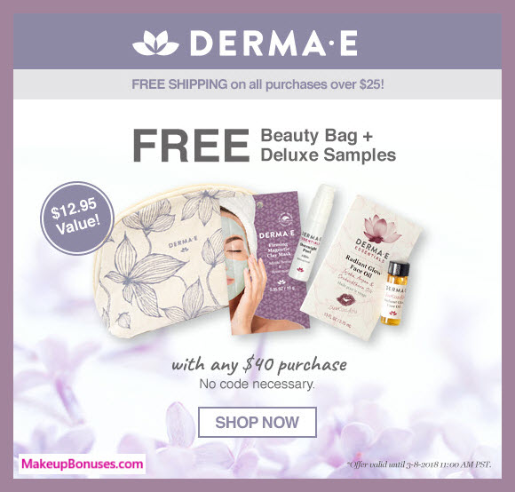 Receive a free 4-pc gift with $40 Derma E purchase