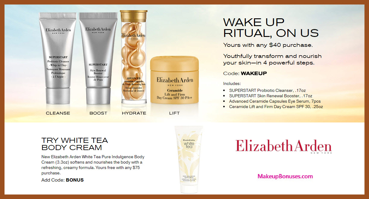 Receive a free 4-pc gift with $40 Elizabeth Arden purchase