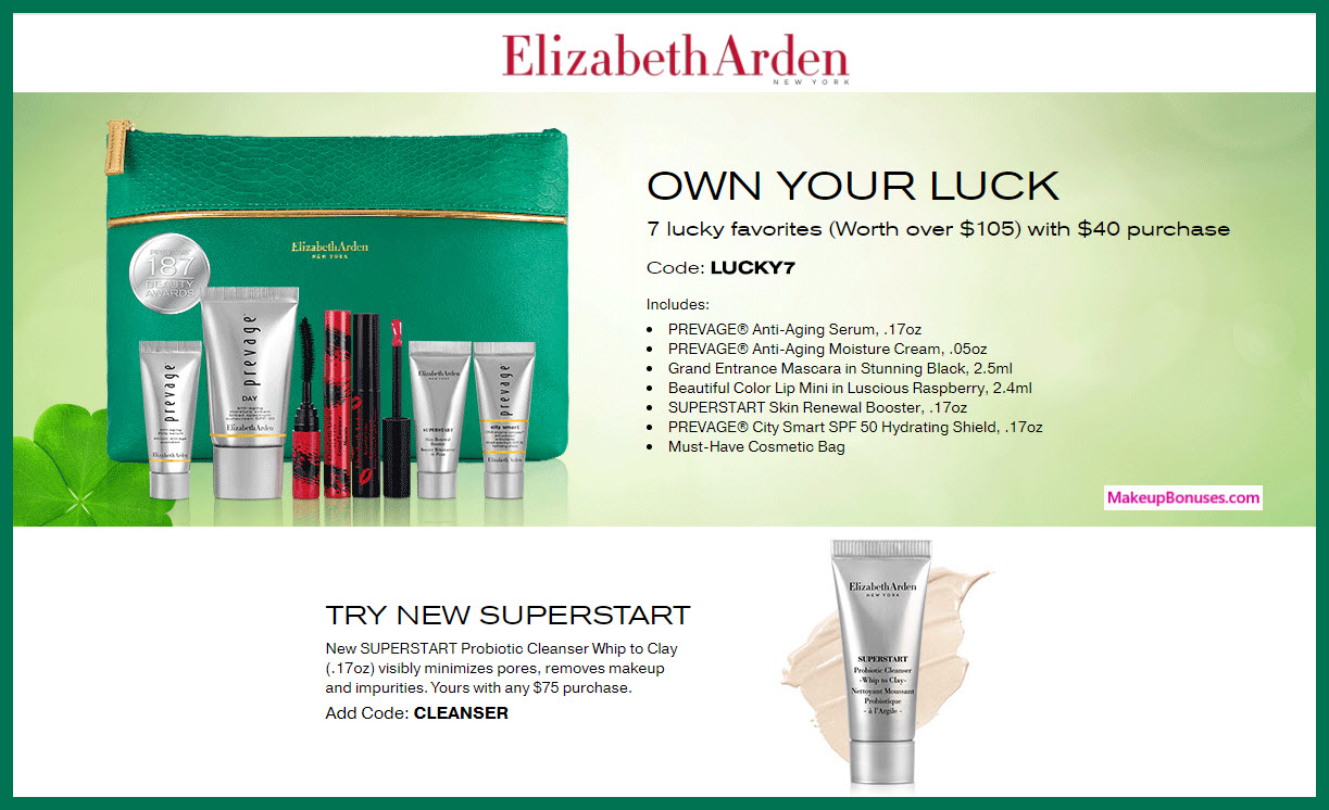 Receive a free 7-pc gift with $40 Elizabeth Arden purchase