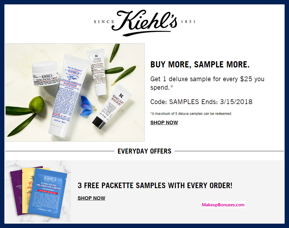 Receive your choice of 4-pc gift with $100 Kiehl's purchase