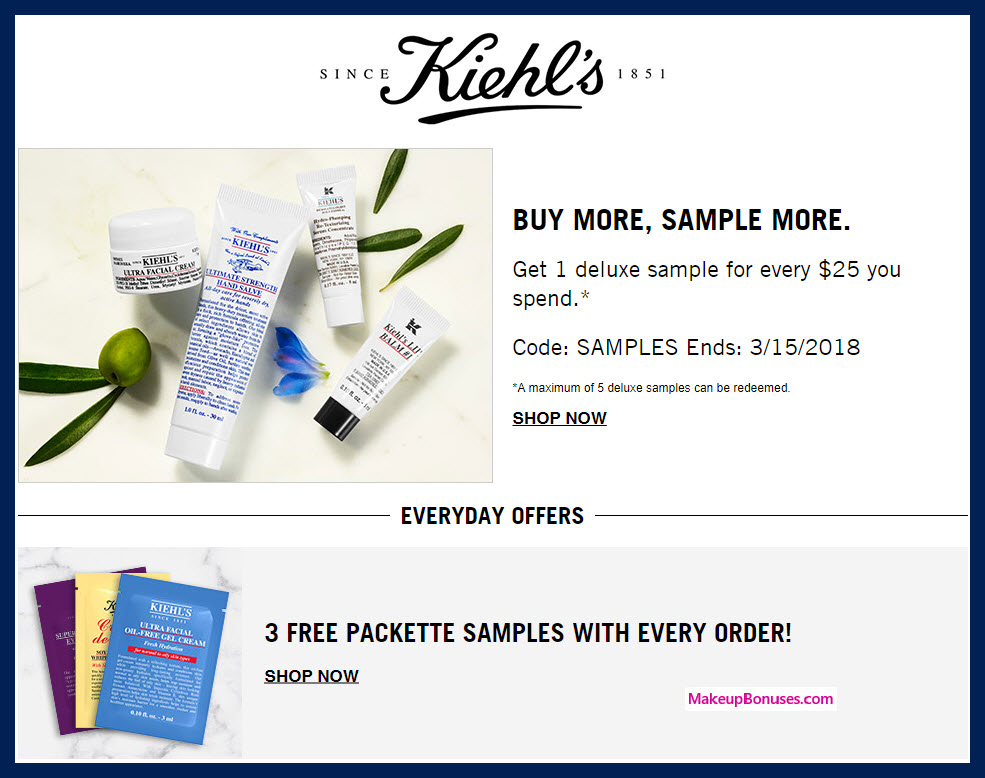 Kiehl's Free Bonus Gift with Purchase Makeup Bonuses