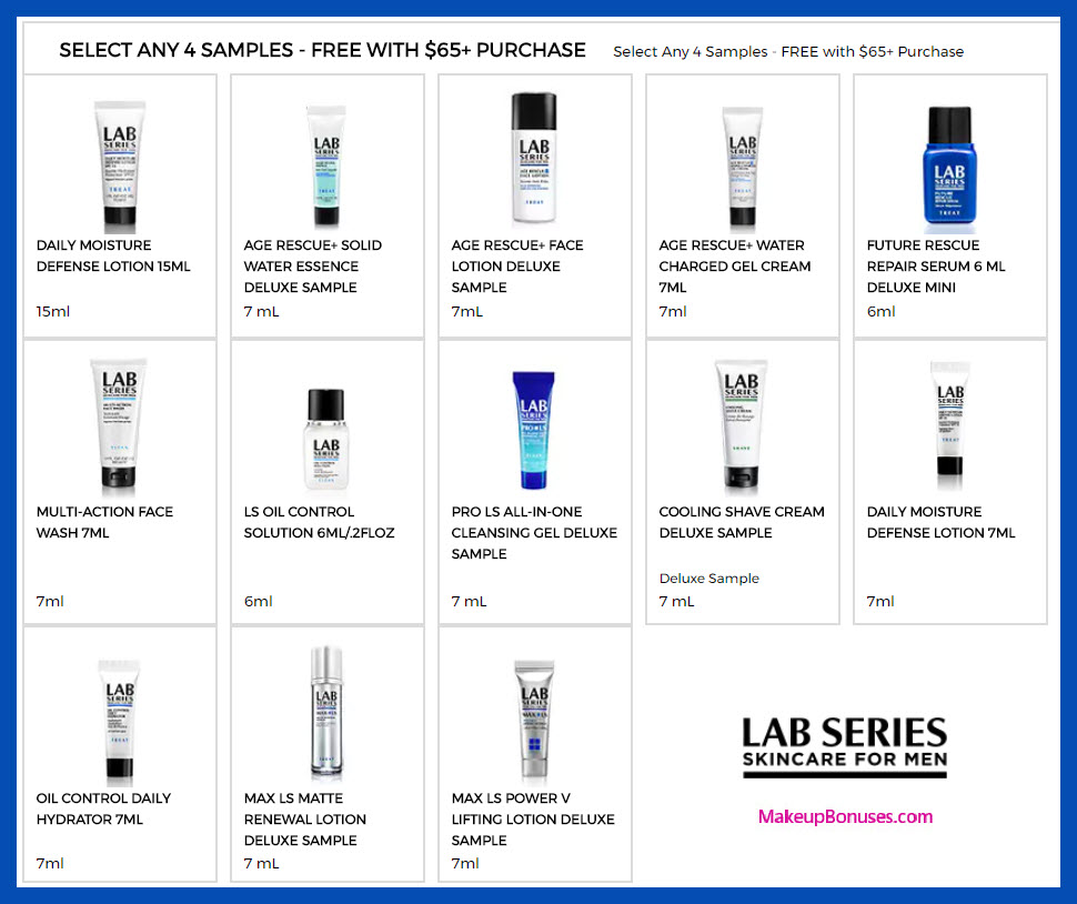 Receive your choice of 4-pc gift with $65 LAB SERIES purchase
