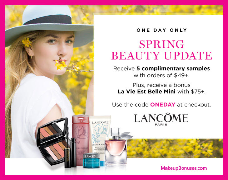 Receive a free 6-pc gift with $75 Lancôme purchase