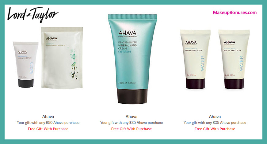 Receive a free 3-pc gift with $35 AHAVA purchase