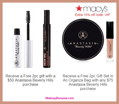 Receive a free 4-pc gift with $75 Anastasia Beverly Hills purchase