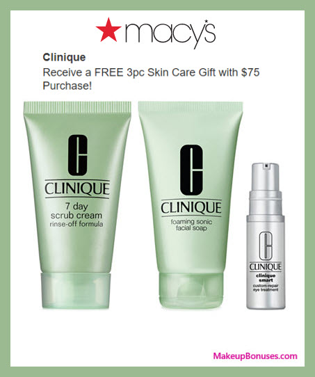 Receive a free 3-pc gift with $75 Clinique purchase