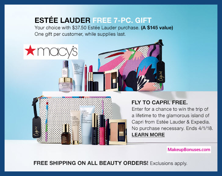 Receive your choice of 10-pc gift with $75 Estée Lauder purchase