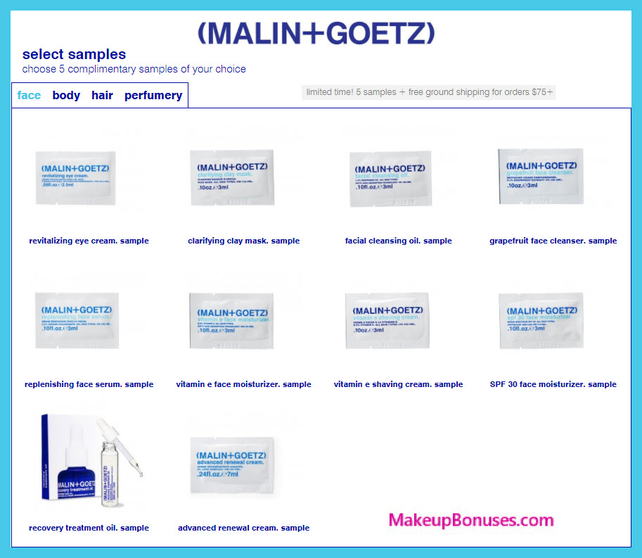 Receive your choice of 5-pc gift with $75 Malin + Goetz purchase