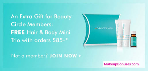 Receive a free 3-pc gift with $85 Moroccanoil purchase