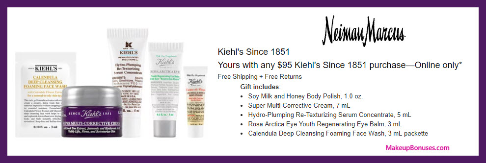 Receive a free 5-pc gift with $95 Kiehl's purchase