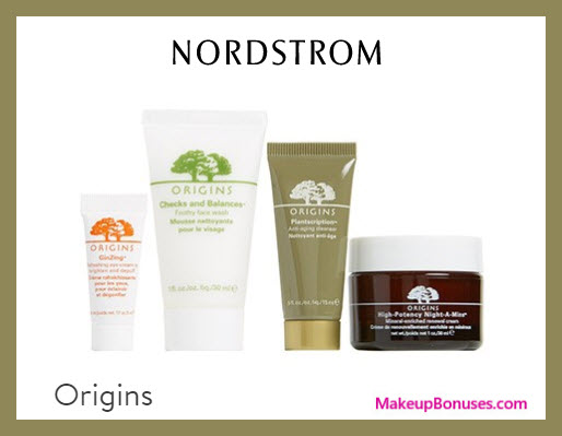 Receive a free 4-pc gift with $65 Origins purchase