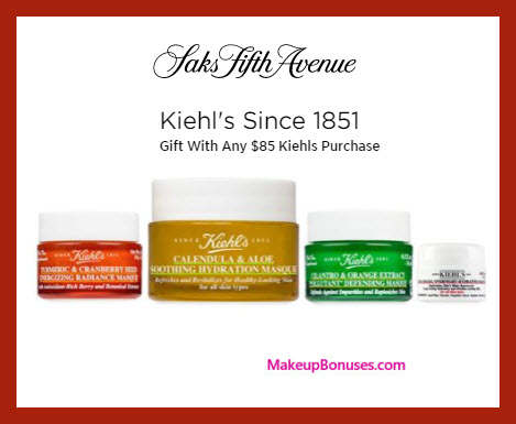 Receive a free 4-pc gift with $85 Kiehl's purchase