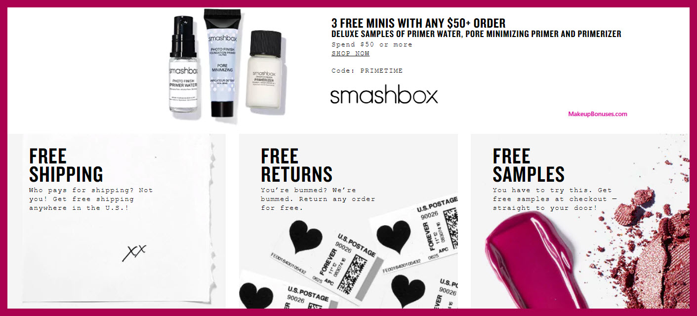 Receive a free 3-pc gift with $50 Smashbox purchase