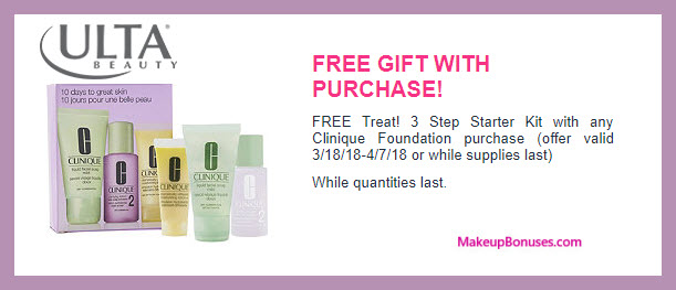 Receive a free 3-pc gift with Clinique Foundation purchase