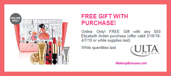 Receive a free 7-pc gift with $50 Elizabeth Arden purchase