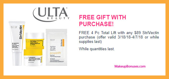 Receive a free 4-pc gift with $89 StriVectin purchase