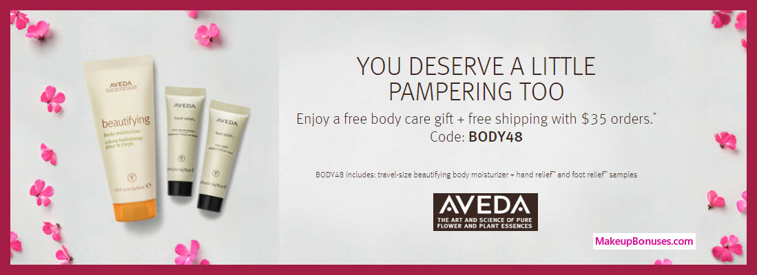 Receive a free 3-pc gift with $35 Aveda purchase