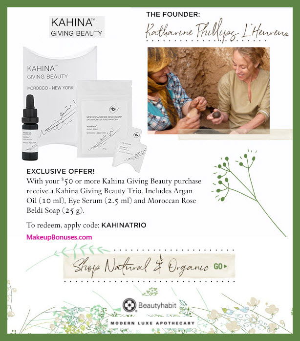 Receive a free 3-pc gift with $50 Kahina Giving Beauty purchase