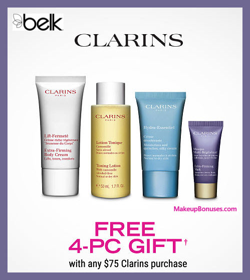 Receive a free 4-pc gift with $75 Clarins purchase