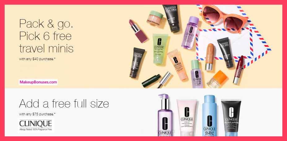 Receive your choice of 6-pc gift with $40 Clinique purchase