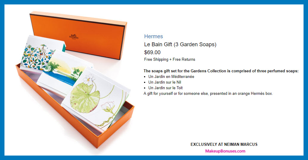 Hermes Le Bain Gift (3 Garden Soaps) - MakeupBonuses.com