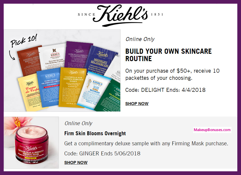 Receive your choice of 10-pc gift with $50 Kiehl's purchase