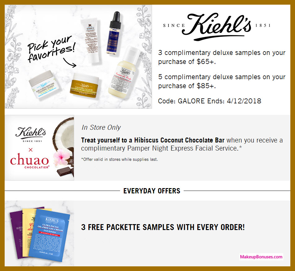 Receive your choice of 5-pc gift with $85 Kiehl's purchase