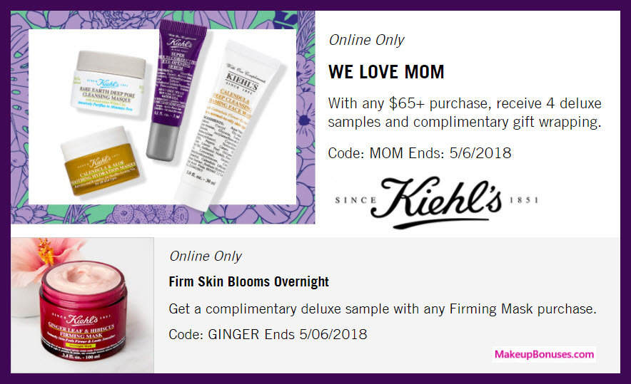 Receive your choice of 4-pc gift with $65 Kiehl's purchase