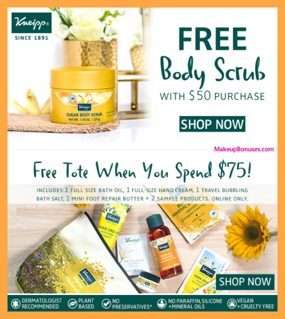 Receive a free 7-pc gift with $75 Kneipp purchase