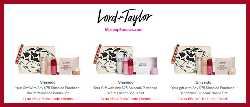 Receive your choice of 7-pc gift with $75 Shiseido purchase