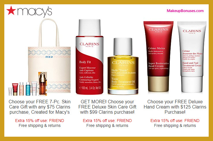 Receive your choice of 9-pc gift with $125 Clarins purchase