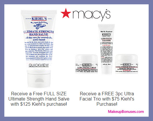 Receive a free 4-pc gift with $125 Kiehl's purchase