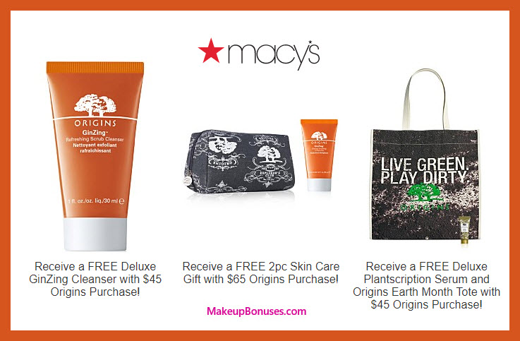 Receive a free 5-pc gift with $65 Origins purchase