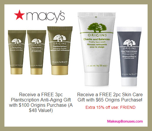 Receive a free 5-pc gift with $100 Origins purchase
