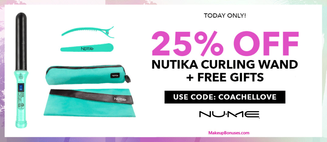 Receive a free 3-pc gift with Nutika Curling Wand purchase