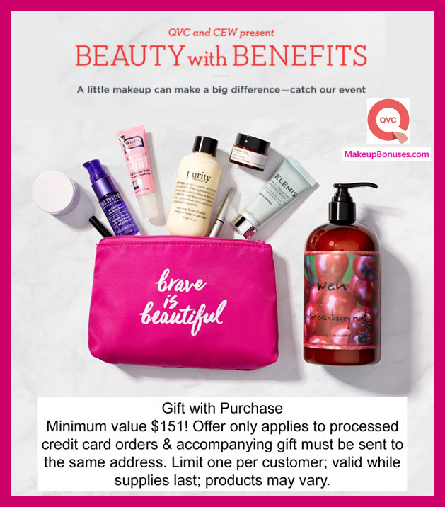Receive a free 6-pc gift with QVC and CEW Beauty with Benefits selection (items as low as $17) purchase
